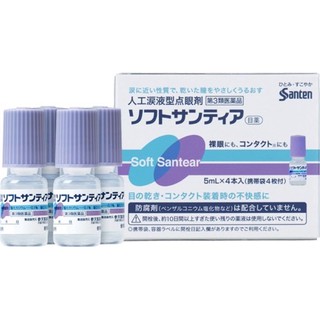 👁💦SANTEN SOFT SANTEAR น้ำตาเทียมปราศจากสารกันบูด  สำหรับผู้ใส่คอนแทคเลนส์ทุกประเภท