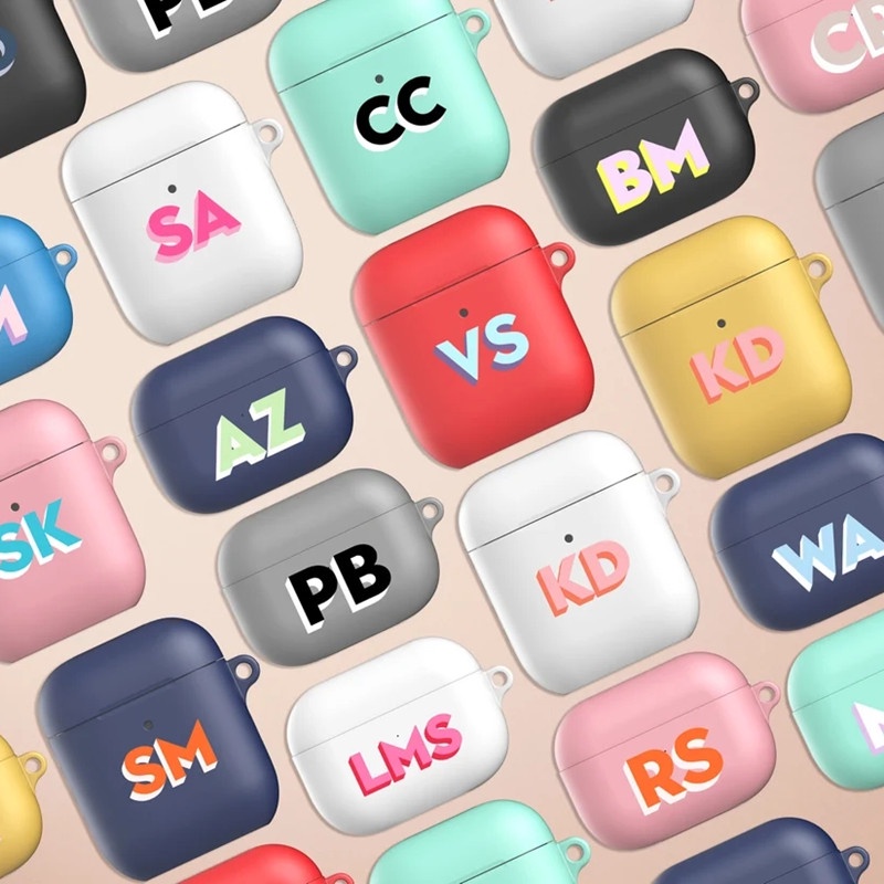 Jolly Youth Monogram Case Personalised Dropshadow Initials ตัวอักษร Airpods Cover Airpods สําหรับ Airpod 1 2 3 Pro Soft TPU Cover Coque Capa