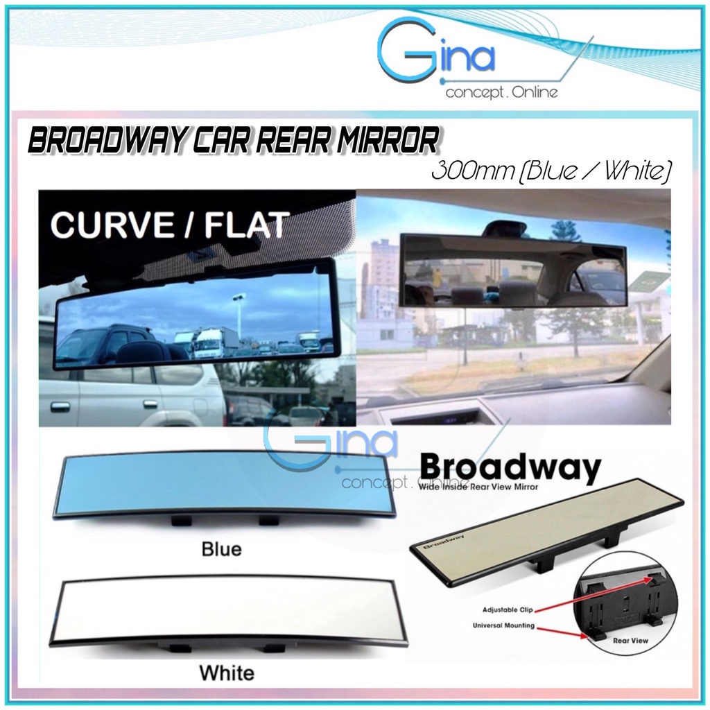 300 มม. NAPOLEX BW-147 BW-746 Broadway รถด้านหลัง BLUE FLAT/CONVEX กระจกสีฟ้า