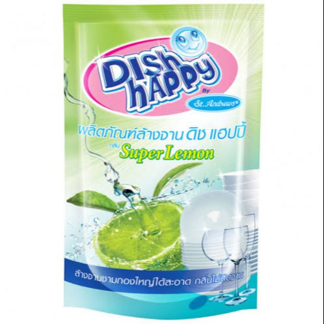 น้ำยาล้างจานDish Happy by St.Andrews กลิ่นSuper Lemon  แบบถุงเติม ขนาด550มล.