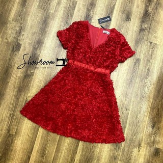 Red Bounce Dress เดรสคอวีแขนสั้น * Showroom Brand