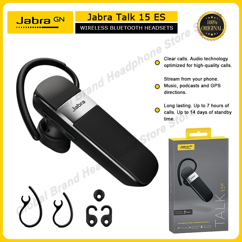 Original jabra talk 15 se wireless bluetooth headset mono headphones