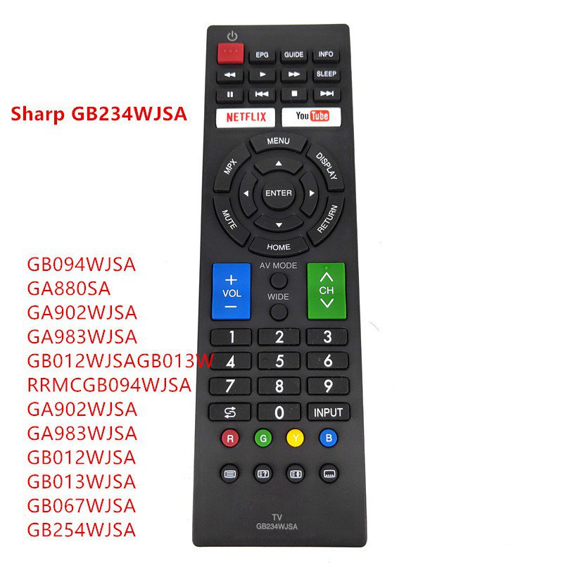 Sharp GB234WJSA สมาร์ททีวีรีโมทคอนโทรลพร้อมแอป NETFLIX YouTube LC-32M3H LC-40M3H LC-42D65H LC-42G77H
