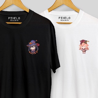 Genshin Impact Pixelo T-shirt - Anime Tees, Retro Game &amp; T-shirt 90s Klee Mona Lisa Amber Fischl Jean Yanfei  lh