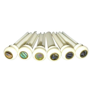 หมุดพิน กระดูกแท้สำหรับกีตาร์โปร่ง  Bone Bridge Pins with Green Abalone Dot &amp; Brass Circle 5.3 mm