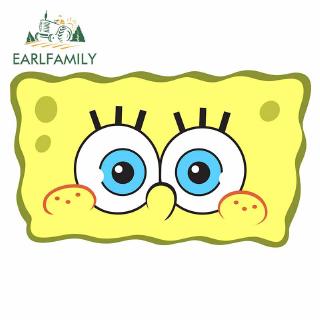 Earlfamily สติกเกอร์ไวนิล ลายอนิเมะ Spongebob Squarepants 3D กันน้ํา 13 ซม. x 7.7 ซม. สําหรับติดตกแต่งรถยนต์