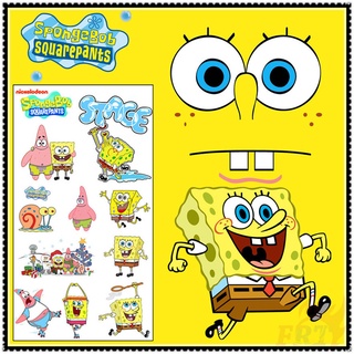 ✿ SpongeBob SquarePants - Cartoon Mini Temporary Tattoo สติ๊กเกอร์ ✿ 1Sheet Waterproof Tattoos for Sexy Arm Clavicle Body Art Hand Foot