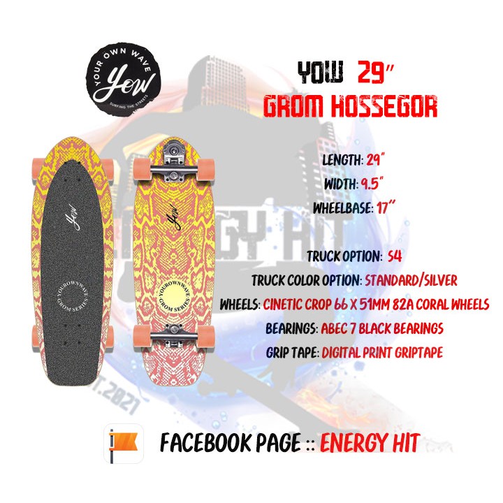 🔥 พร้อมส่ง 🔥 Surfskate  🔱 Yow Grom Hossegor 29" | S4