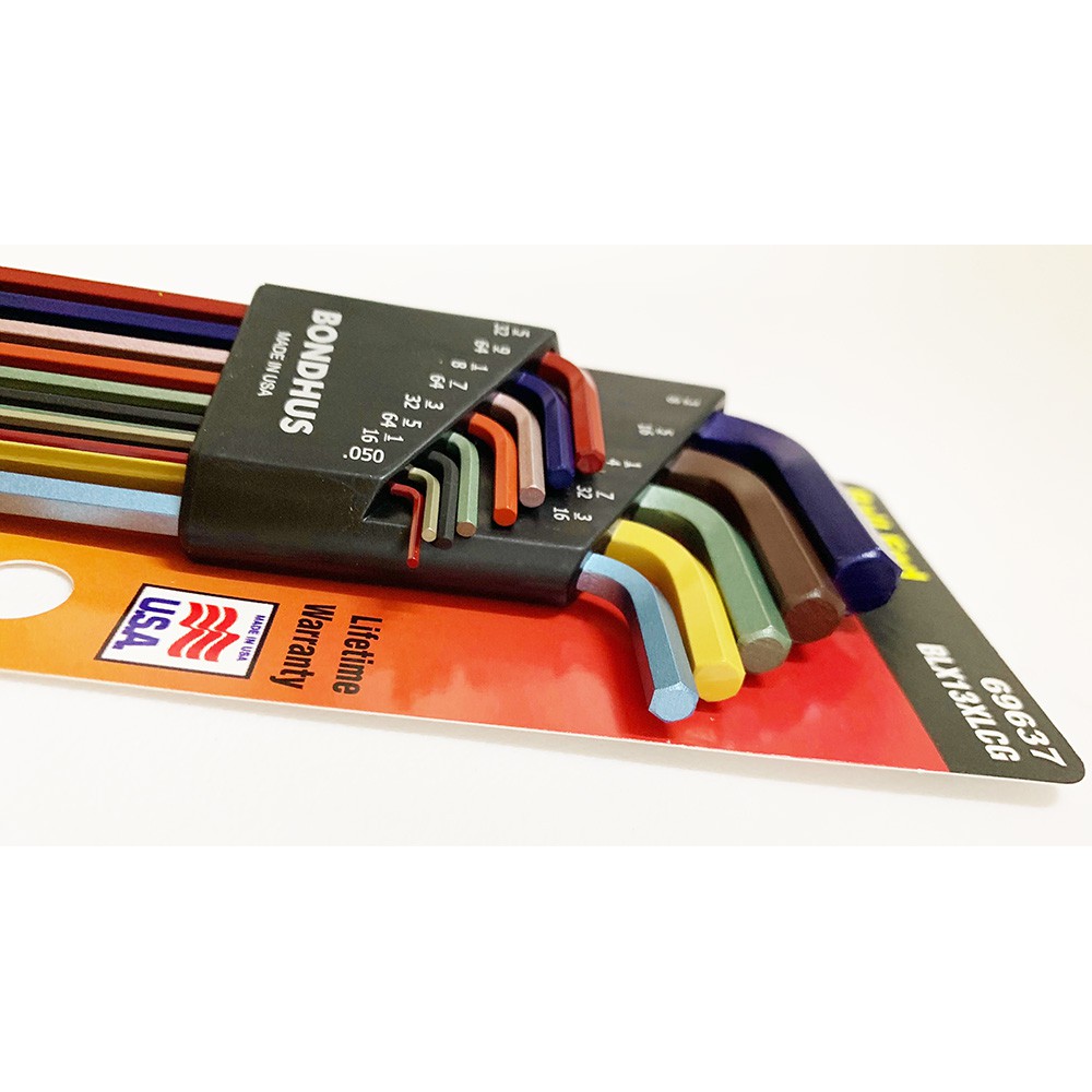 ชุดประแจหกเหลี่ยมหัวบอล 13 ขนาด (นิ้ว) ยาวพิเศษ รุ่นหลากสี ColorGuard - BONDHUS  Made in USA #69637 - รูปที่ 4