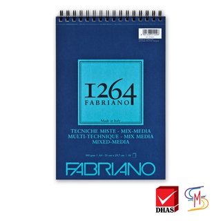 Fabriano สมุดสีน้ำริมลวด รุ่น 1264 Cotton 25% ขนาด A4 300 แกรม 30 แผ่น (ผิวกึ่งเรียบกึ่งหยาบ)