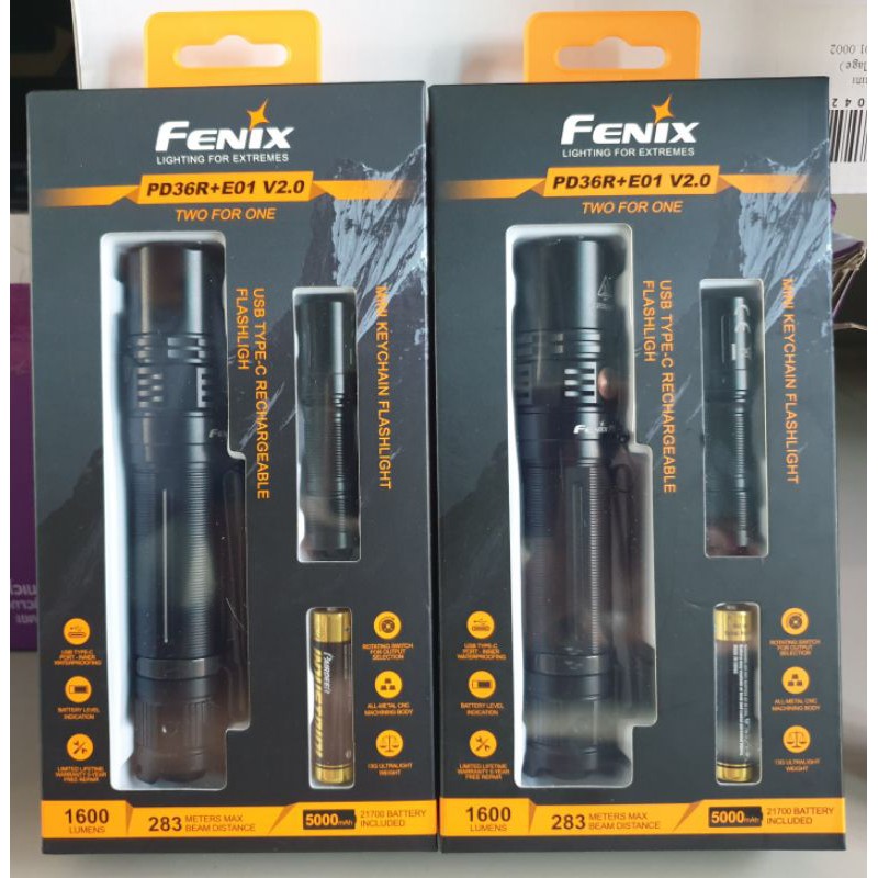 ไฟฉาย Fenix PD36R+E01 V2.0 ฟรีในชุดราคา 420 บาท รุ่นพิเศษจำนวนจำกัด สินค้ารับประกัน 3 ปี