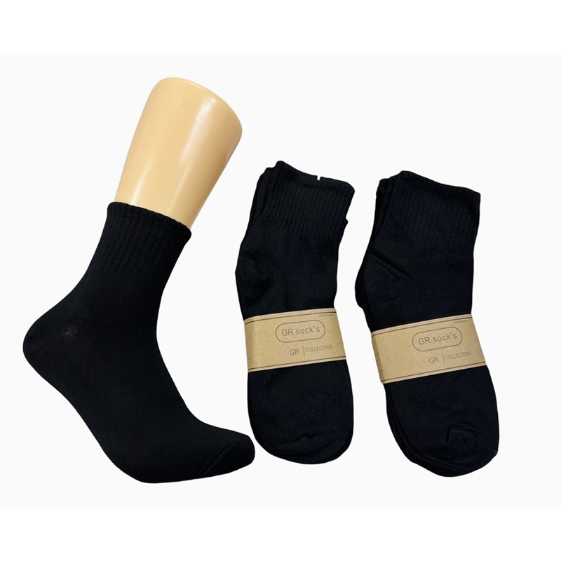 GRsocks แพ็ค12คู่ ถุงเท้าทำงาน ข้อสั้น ข้อกลาง sport สีพื้น ชายหญิง ราคาส่ง