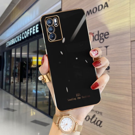 【ใหม่】เคส OPPO Reno 6Z 5G A16 Reno 6 Reno 5 Reno 5F Reno 4 ขอบตรง 90° เคสโทรศัพท์แบบชุบไฟฟ้า