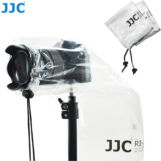 JJC RI-S เสื้อกันฝนสำหรับกล้อง (แพ็ค 2 ชิ้น), กล้อง DSLR และกล้องมิเรอร์เลส ผ้าคลุมกันฝนแบบใส, กล้องมองทะลุได้อย่างสมบูรณ์, ตัวป้องกันกล้องกันฝนแบบแขนปรับได้สำหรับกล้อง DSL สากล Canon Nikon Sony Fujifilm Panasonic Olympus