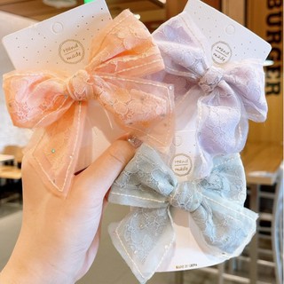 กิ๊ฟติดผมแบบโบว์ลายสก๊อตและผ้าลูกไม้แบบน่ารักๆ