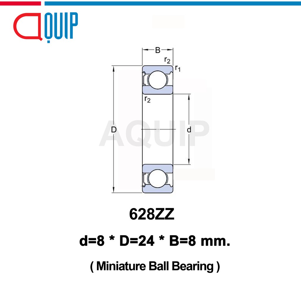 628ZZ UBC ตลับลูกปืนเม็ดกลมร่องลึก ฝาเหล็ก 2 ข้าง ขนาด 8x24x8 มม. ...