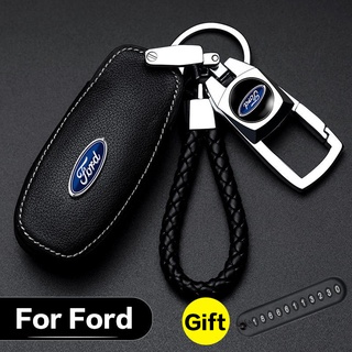 Keyless รีโมทกุญแจรถหนังฝาครอบปลอกกุญแจสำหรับ FORD RANGER EVEREST FOCUS FIESTA Ecosport Escape