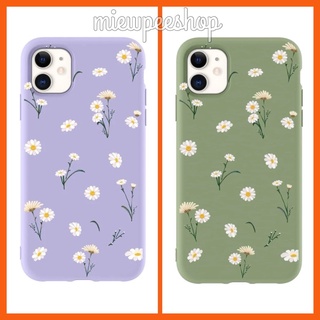 พร้อมส่ง Case iPhone เคสไอโฟน 7-13ProMax ลายดอกเดซี่ สีม่วงนมและสีชาเขียว