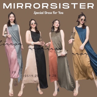 Code : 10519.20 เดรสคอกลมแขนกุด เดรสผ้าซาติน เดรสทรงปล่อย เดรสไปงาน งานป้าย mirrorsister