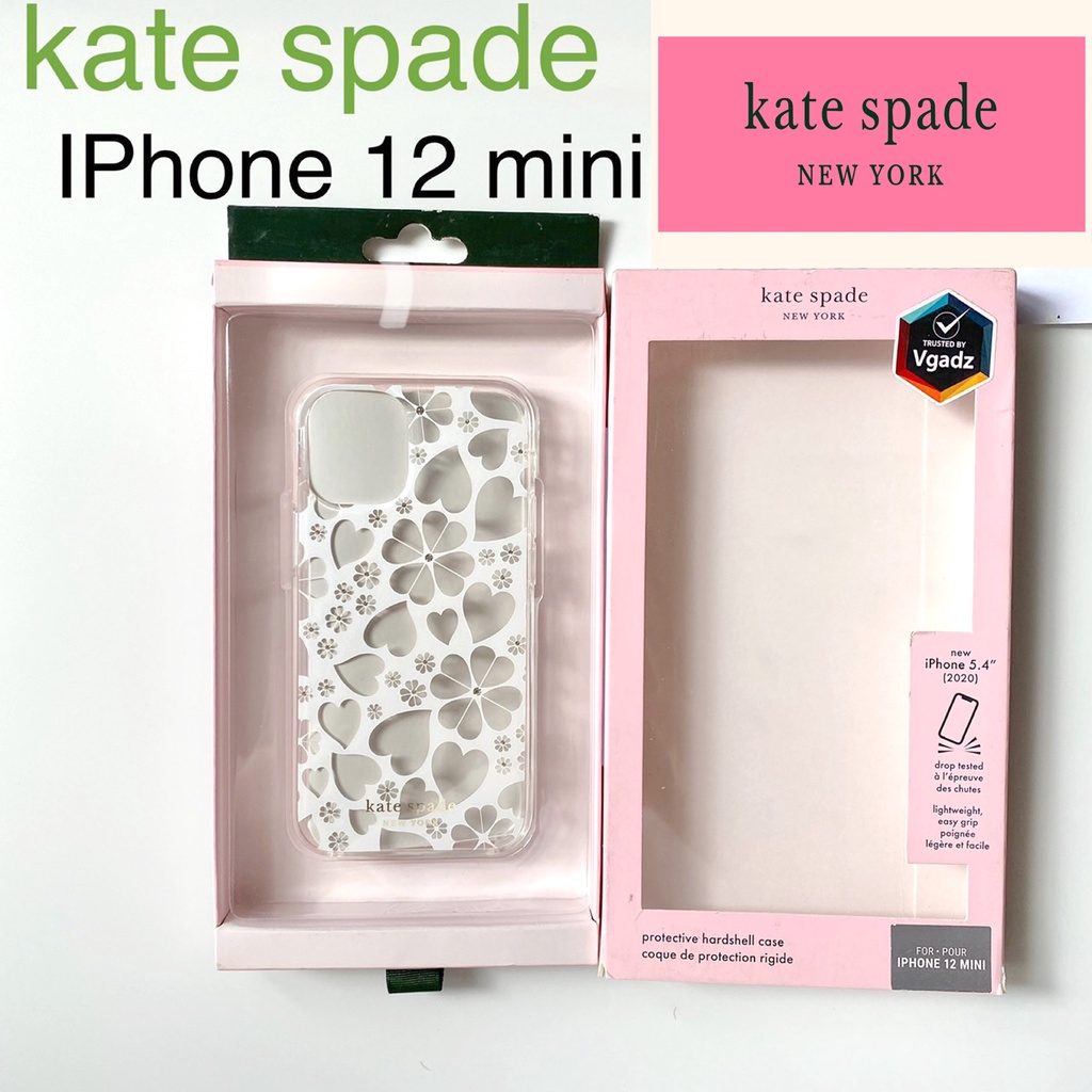 Kate Spade iPhone 12 mini case เคท สเปด ไอโฟนมินิ สีขาวโปร่ง ลายดอกไม้ งานแท้ เคสมือถือพร้อมกล่องแท้