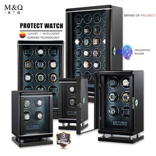 MELANCY ยี่ห้อ Spot รุ่นที่ 3 ปลดล็อคด้วยลายนิ้วมือ 2 4 6 9 12 24 Slotted Watch Winder หน้าจอสัมผัส LCD กล่องเก็บนาฬิกาอัตโนมัติระบบควบคุมแบบสัมผัสและกล่องนาฬิกาแบ็คไลท์ภายใน