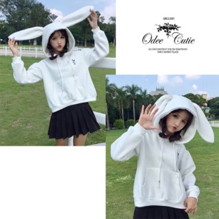 Rabbit Hood Jacket เนื้อผ้าcotton polyester  เนื้อผ้ามีน้ำหนักด้านในเนื้อผ้าสำลีนุ่มสบาย