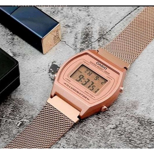 นาฬิกา Casio รุ่น B640WMR-5A นาฬิกาผู้หญิงรุ่นใหม่ล่าสุด สายถักสีโรสโกลด์ -ของแท้ 100% รับประกันศูนย์ CMG1 ปีเต็ม