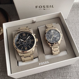 🎀 (สด-ผ่อน) นาฬิกาสีทอง หน้าปัดดำ มาเป็นคู่ BQ2400SET HIS AND HER CHRONOGRAPH GOLD STAINLESS STEEL WATCH