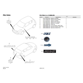 สติ๊กเกอร์ RX / Sticker RX SUZUKI SWIFT RX รุ่นปี 2015 (990NL-58M09-001)