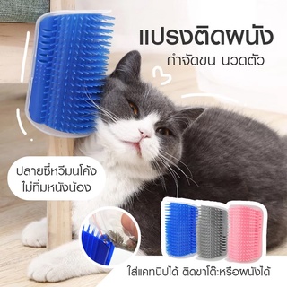 🐾พร้อมส่ง🐾 หวีขนแมว แปรงนวดขนแมว แบบติดผนัง ให้แมวเข้าไปถู แปรงหวีขนสำหรับสัตว์เลี้ยง รุ่นติดมุม ให้แมวเข้าไปถู ทุกวัย