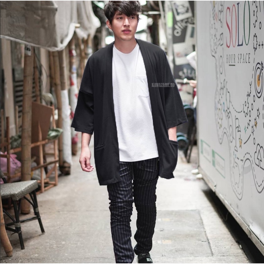 จัดส่งฟรี OUTER OUTWEAR KIMONO CARDIGAN CARDIGAN BLAJER BLAZER JACKET HAORI JAPANESE KOREAN ผู้ชายผู