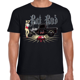 ขายดี เสื้อยืดลําลอง แขนสั้น พิมพ์ลาย Hotrod 58 Hot Rat Rod Rust In Peace Classic V8 Car Garage Fbjanl07Gaffh33 สไตล์วิน