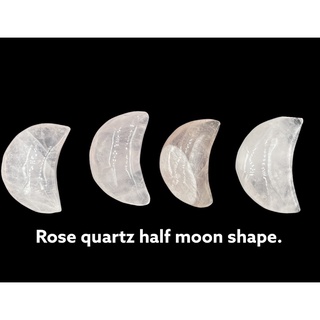 Rose quartz Madagascar half moon shape. โรสควอตซ์ มาดากัสการ์ รูปทรงพระจันทร์ครึ่งเสี้ยว