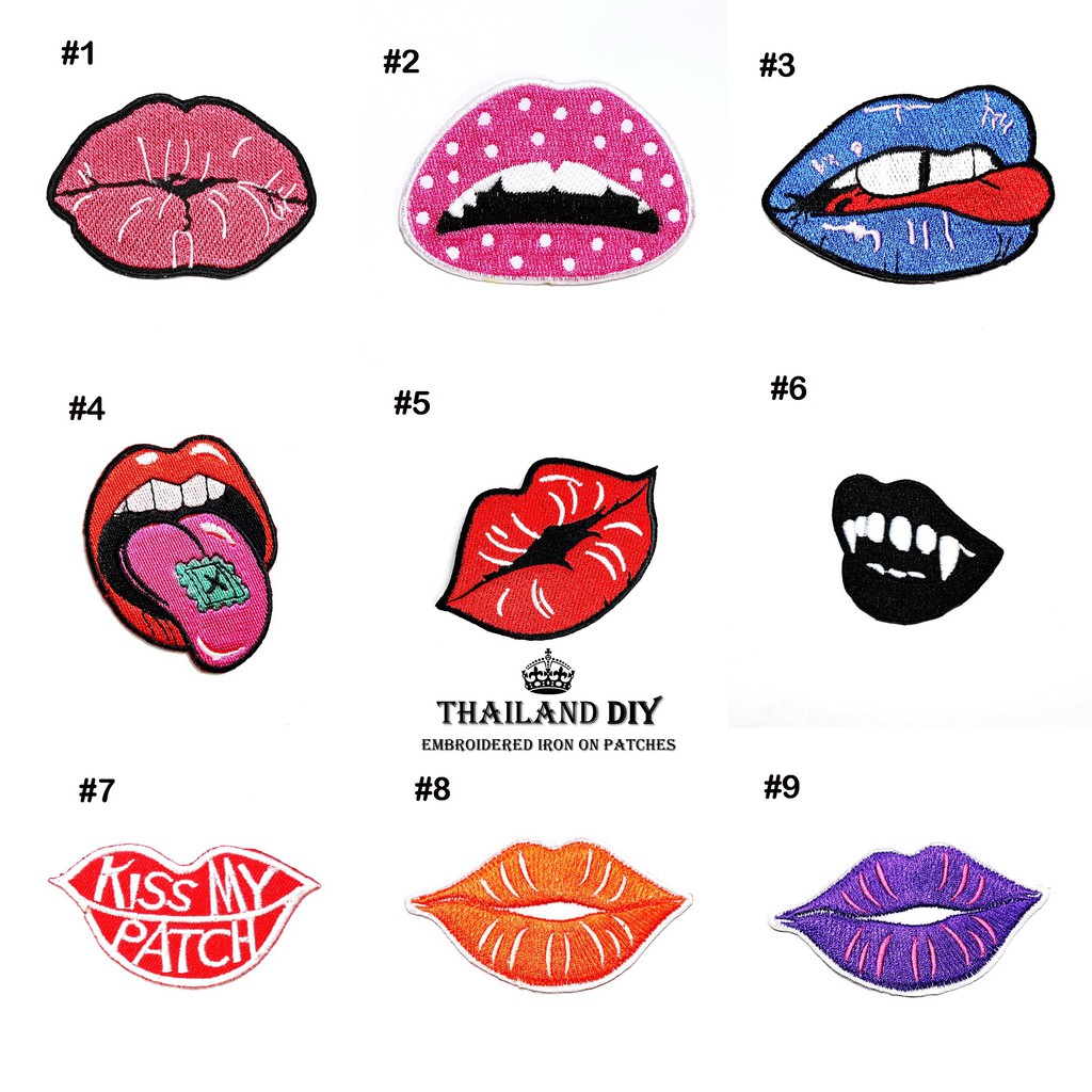 💋 ตัวรีดติดเสื้อ ลาย ปาก ริมฝีปาก การ์ตูน รอยจูบ ผู้หญิง Lips Kiss Patch งานปัก DIY ตัวรีด อาร์ม ติด