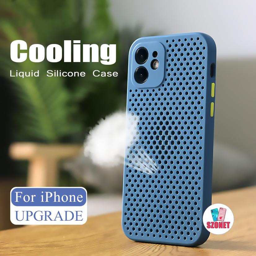 Cooling การกระจายความร้อนซิลิโคนนุ่มเคสโทรศัพท์สําหรับ iPhone 17 16 15 14 13 12 11 Pro Max 15 Plus XS XR X 8 7 กันกระแทกเคสโทรศัพท์ Anti-fall ผิวฝาครอบโทรศัพท์