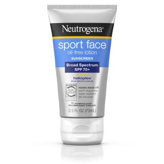 (Pre Order) Neutrogena Sport Face Oil-Free Lotion Sunscreen with Broad Spectrum SPF 70+, Sweatproof &amp; Waterproof Acti...