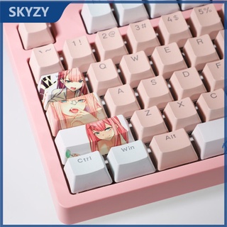 Zero Two Keycap Cherry Profile DARLING in the FRANXX Theme อะนิเมะ PBT Dye sublimation คีย์บอร์ด Keycap