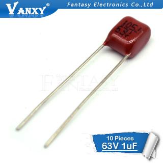 10PCS 63V105J  1UF Pitch 5MM 63V 105 1000nf CBB Polypropylene film capacitor