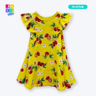 KiddeeCrew ชุดกระโปรงระบายแขน ลูกพิสสีเหลือง Yellow ruffled sleeves skirt set เหมาะสำหรับอายุ 2-10 ปี