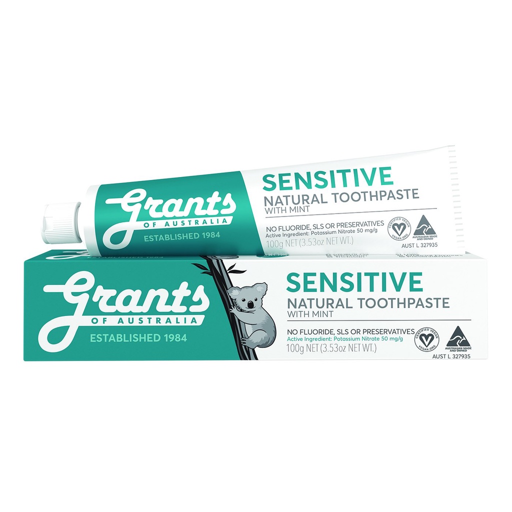ยาสีฟันธรรมชาติ เซนซิทีฟ ผสมมิ้นท์ 100 กรัม GRANTS OF AUSTRALIA SENSITIVE WITH MINT TOOTHPASTE 100 g