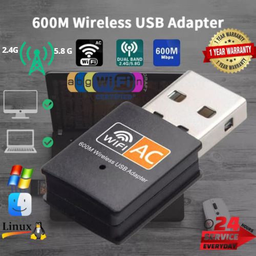 (สินค้ามีพร้อมส่ง)ตัวรับสัญญาณ 600Mbps Dual Band 2.4G / 5G Hz Wireless Lan USB PC WiFi Adapter 802.11AC ตัวรับสัญญาน
