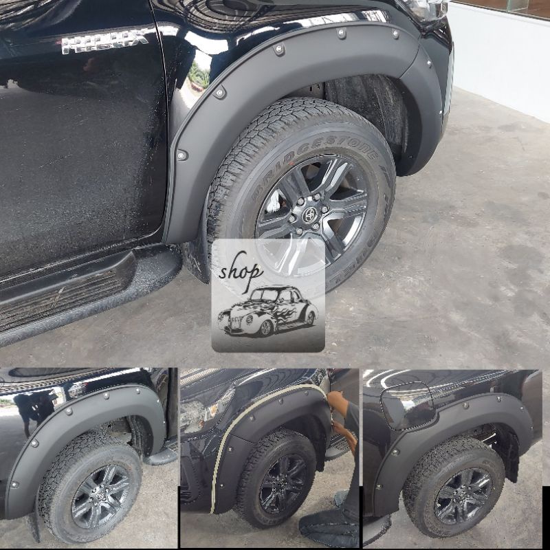 คิ้วล้อ Toyota Revo ขนาด 6 นิ้วมีหมุด สีดำด้าน สำหรับใส่ยกสูงเท่านั้น ใส่ปี 2020 ถึงปัจจุบัน ( ตอนเดียวใส่กับตัวเตี้ย )