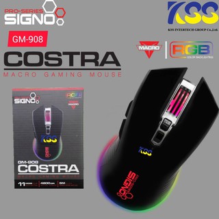 เม้าส์มาโครราคาถูกมากๆๆ SIGNO COSTRA Macro Gaming Mouse รุ่น GM908 (Black) (เกมส์มิ่ง เมาส์)🙏รับประกันสินค้า 1 ปี