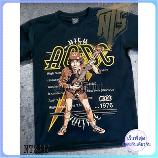 AC DC High Volt ROCK เสื้อยืด เสื้อวง เสื้อดำ สกรีนลายอย่างดี ผ้าหนานุ่ม ไม่หดไม่ย้วย  T SHIRT S M L XL XXL