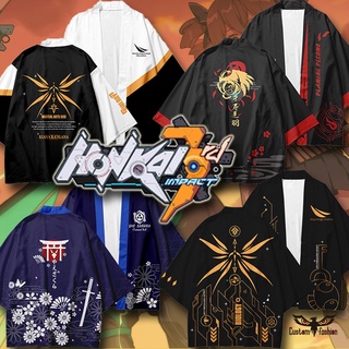 【CustomFashion】เสื้อคลุมกิโมโน แขนสั้น คอสเพลย์ Honkai Impact 3 Cloak Kiana Kimono Raiden Mei Bronya สไตล์ญี่ปุ่น แฟชั่นฤดูร้อน สําหรับผู้หญิง และผู้ชาย