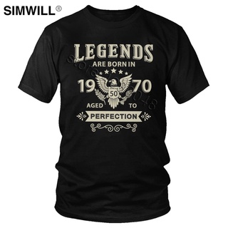 เสื้อยืดพิมพ์ลายแฟชั่น เสื้อยืดแขนสั้น ผ้าฝ้าย พิมพ์ลาย Legends Are Born In 1970 แฟชั่นฤดูร้อน สําหรับผู้ชาย 50 ปี