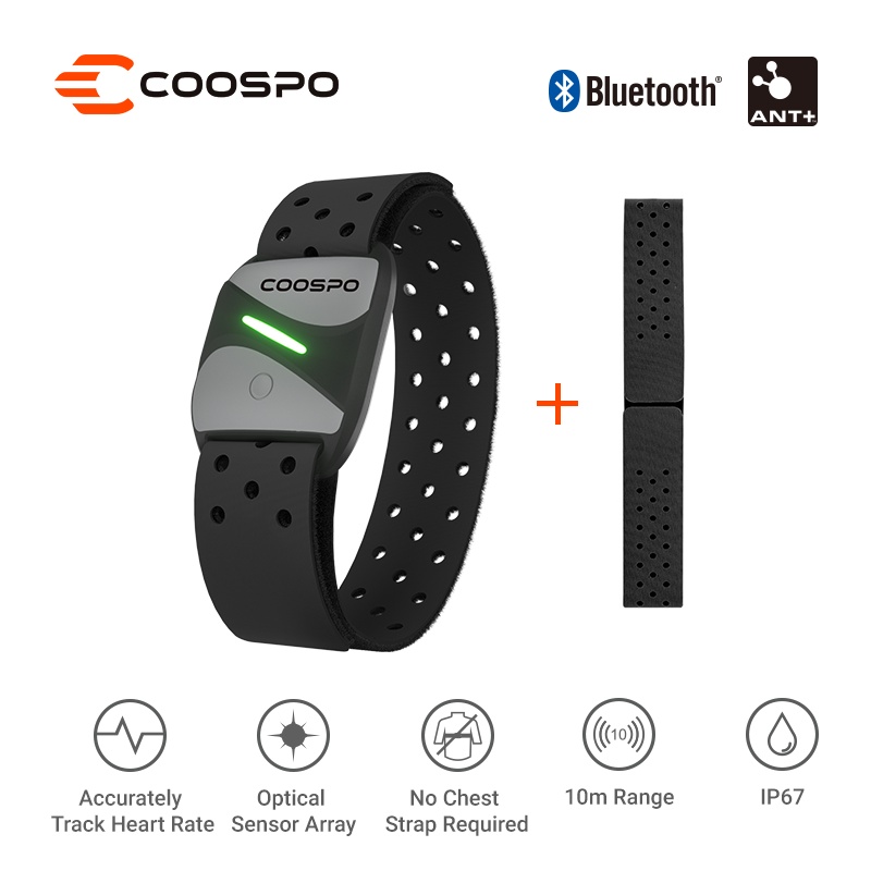 Coospo HW807 Armband HRM กันน้ําที่ถูกต้องเซ็นเซอร์ติดตามแบบเรียลไทม์สําหรับ BlE 5.0, ANT +
