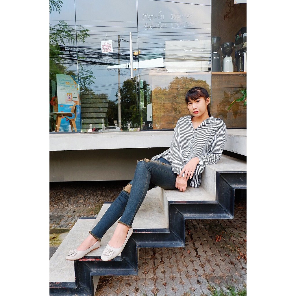 Cc jeans 047 S-5XL กางเกงยีนส์ผู้หญิง เอวสูง ทรงเดฟยืด  ปะเข่า ปลายขาตัด สีสนิม กางเกงผู้หญิง ราคา ถูกที่สุด โปรบีเคเค แกลเลอรีภาพที่ 3