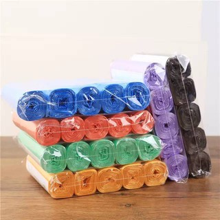[พร้อมส่ง] ถุงขยะ พกพา ถุงขยะม้วนแพค 100 ใบขนาด 45×50 (รวมสี คือร้านสุ่มสีให้ ในแพคเป็นสีเดียวกันทั้งห้าม้วน)