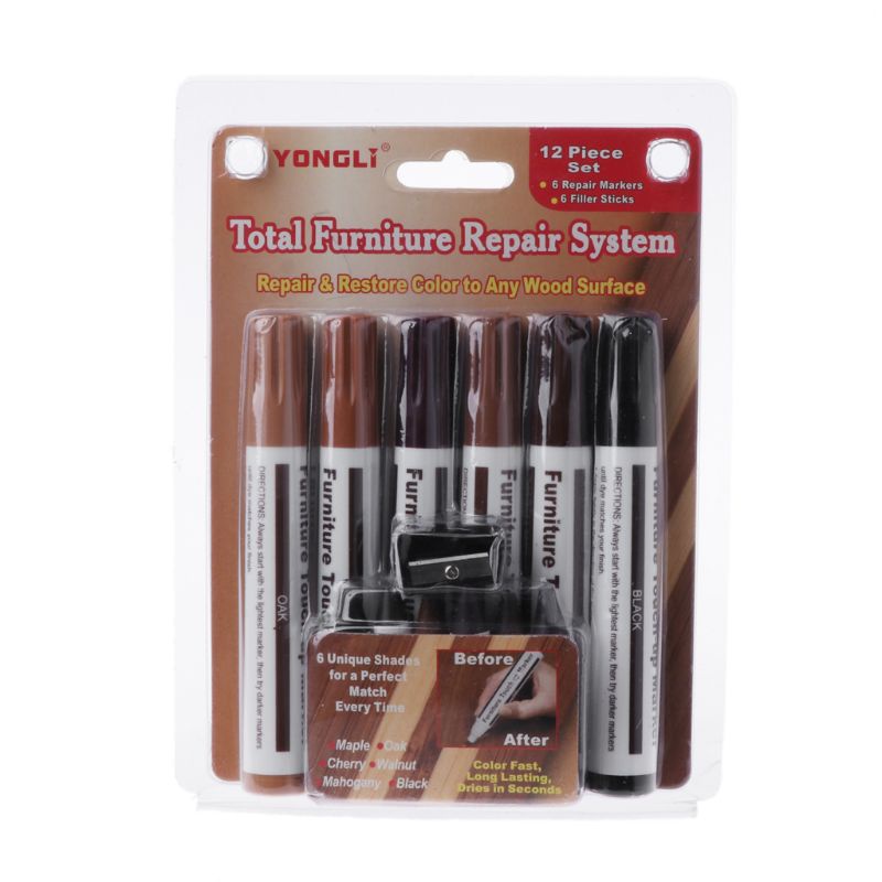 Alilin 13 ชิ้นปากกาซ่อมเฟอร์นิเจอร์ Marker Wax Sticks Sharpener ใช้งานง่าย